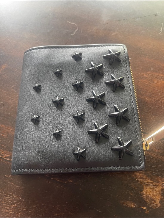 Jimmy Choo Handbags - Jimmy Choo Black Leather Fold Card Holder with Gold Logo